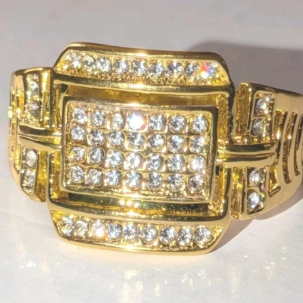 3ct round Cut Moissanite 14k Yellow Gold Plated Mens Royal Style Ring Sz 11